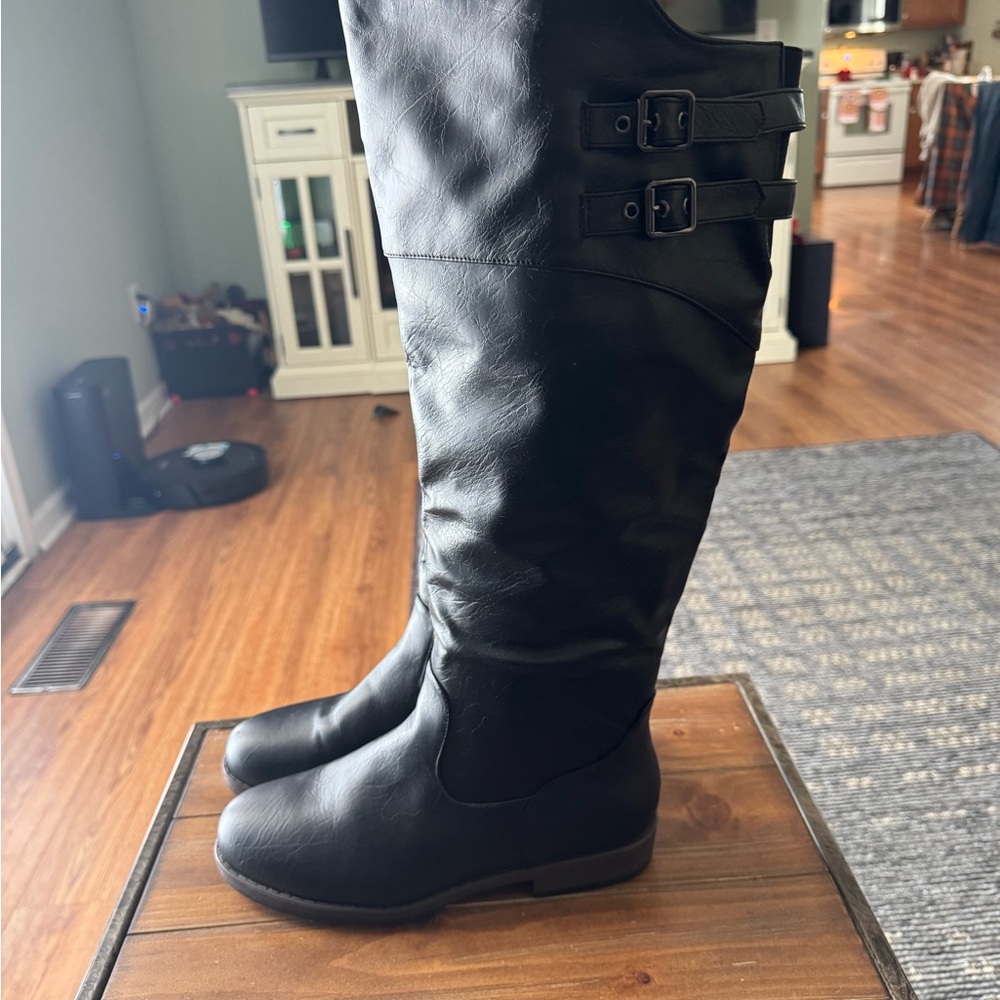 Journee Collection Black Over the Knee Boots